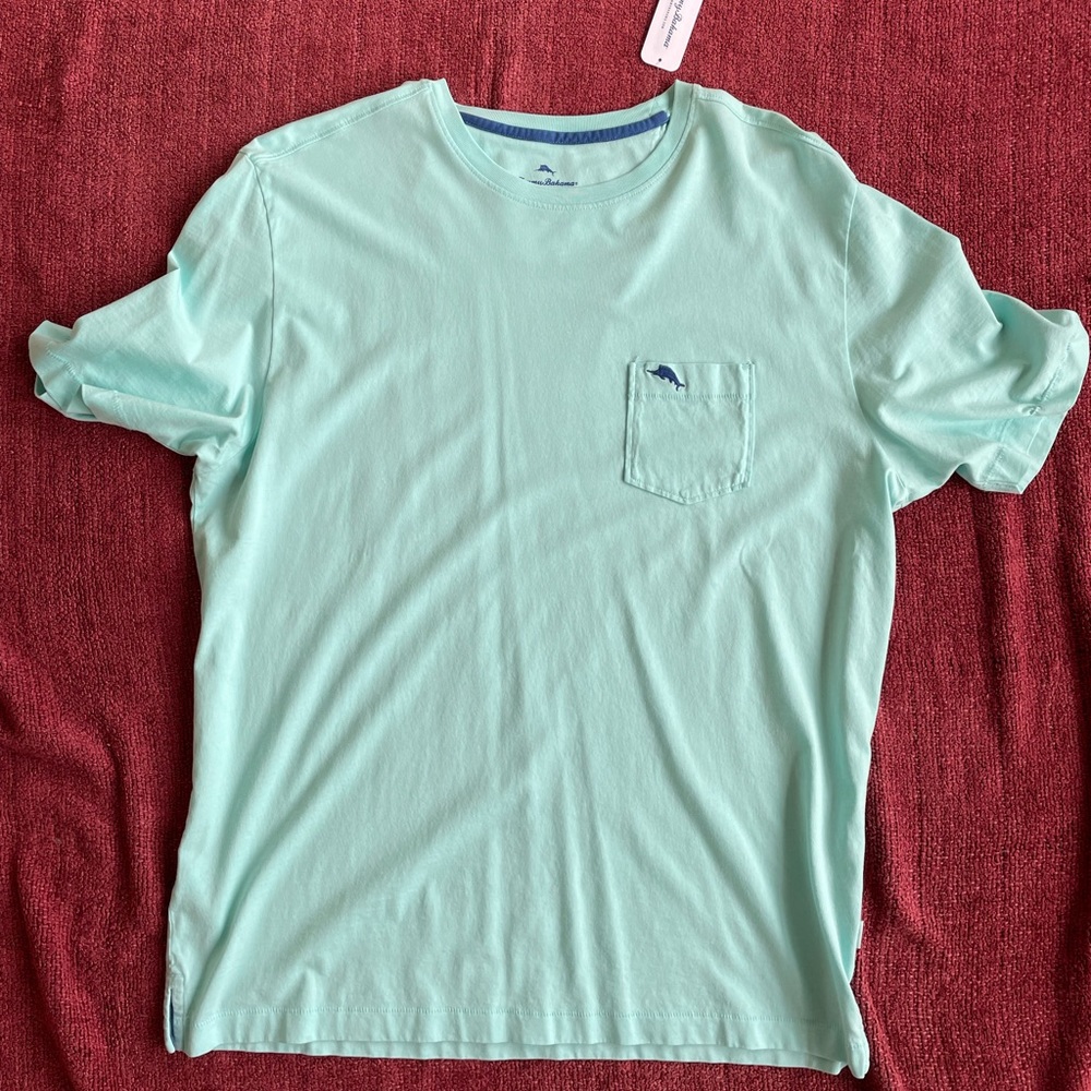 Aqua Tommy Bahama pocket tee, new w/ tags, Mens Medium, 100% cotton Peru, UPF 30